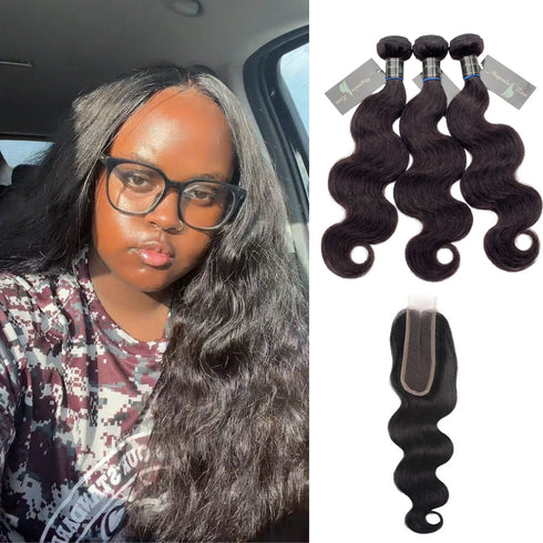 Maganda Rain Mink Body Wave 3 bundles with 2x6 HD lace closure