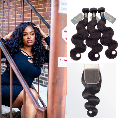 Maganda Rain Mink Body Wave 3 bundles with 5x5 HD lace closure