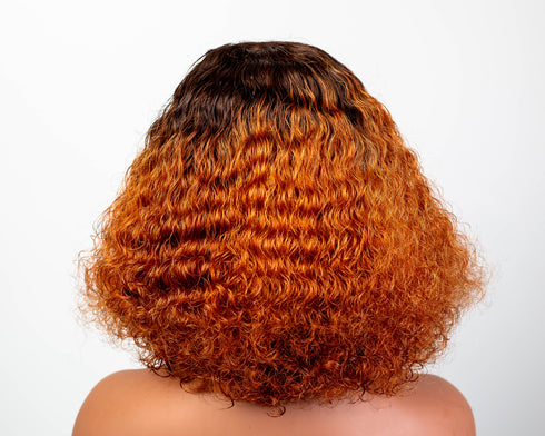 Maganda Rain 10" Mixed Brown Short Cut Curly HD Lace Glueless Wig