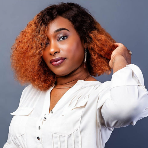 Maganda Rain 10" Mixed Brown Short Cut Curly HD Lace Glueless Wig