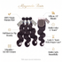 Maganda Rain Mink Body Wave 3 bundles with 5x5 HD closure product highlights infographic